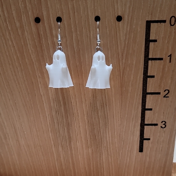 White Ghost Earrings - Picture 2 of 3